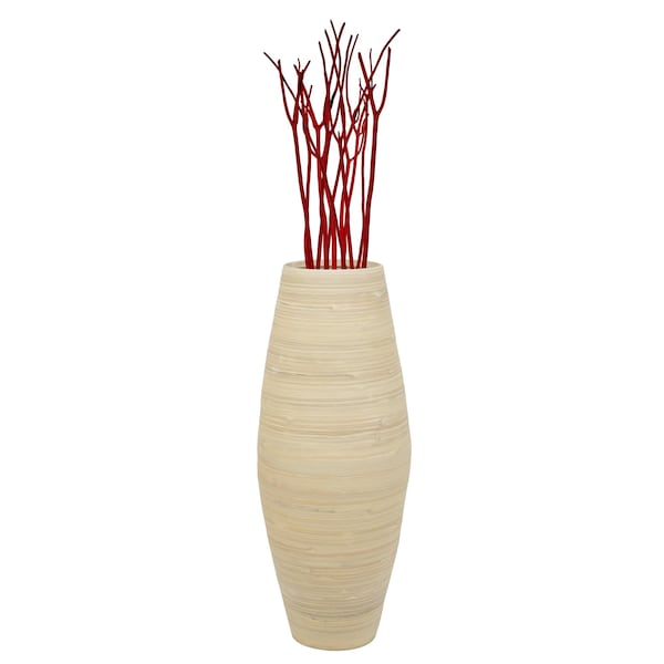 Uniquewise Bamboo Cylinder Floor Vase-Handcrafted Tall Decorative Vase-Ideal for Dining Room, Living Room, 27.5" Natural QI003245N - main